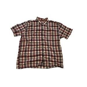 Old Navy Shirt Mens XXL Multicolor Plaid Short Sleeve Button 100% Cotton *